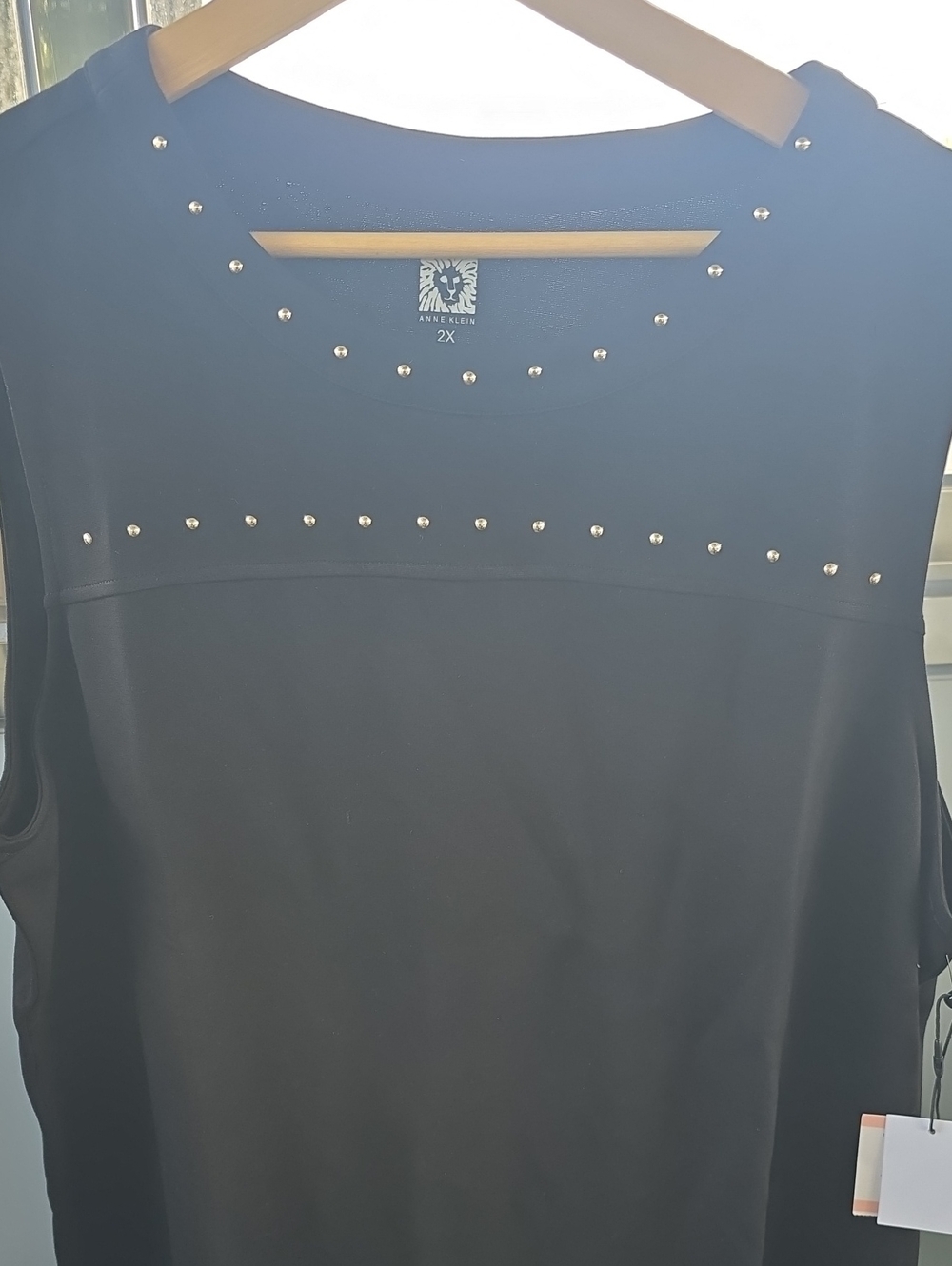 Anne Klein Black Sleeveless Top with Silver Stud Accents